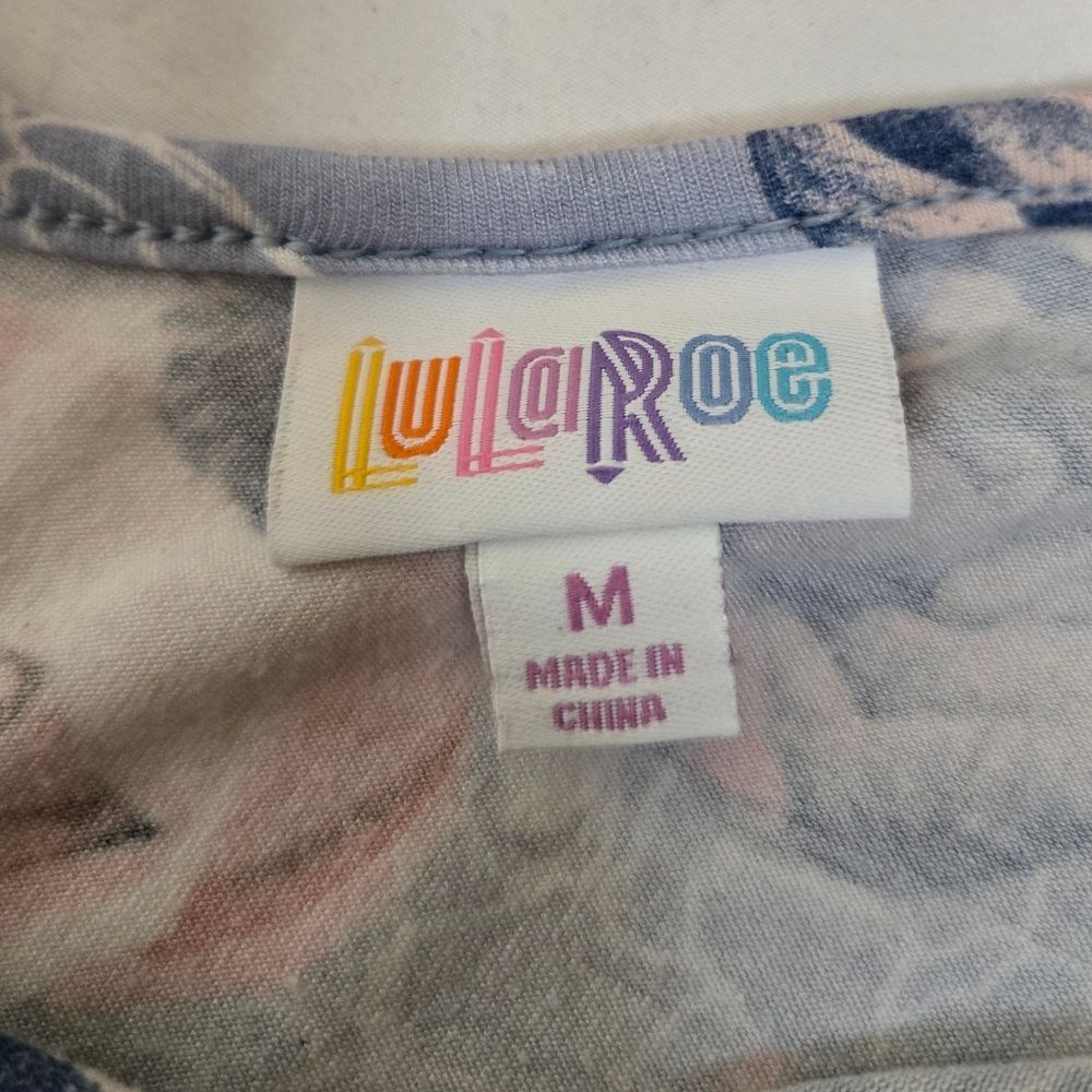 LULAROE floral baby blue Natalie‎ sleeveless wide leg jumpsuit M - Picture 5 of 15